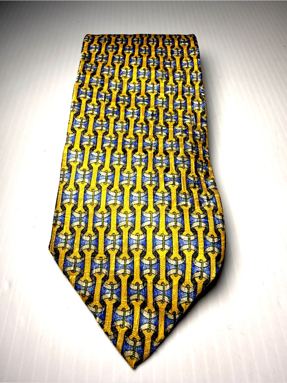Ermenegildo Zegna Yellow and Blue Geometric Silk Tie